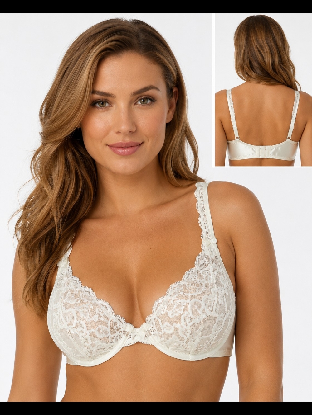 Vintage Olga 33580 Bra Women's 36DD Lacy Textures Full Figure U/W Bra White